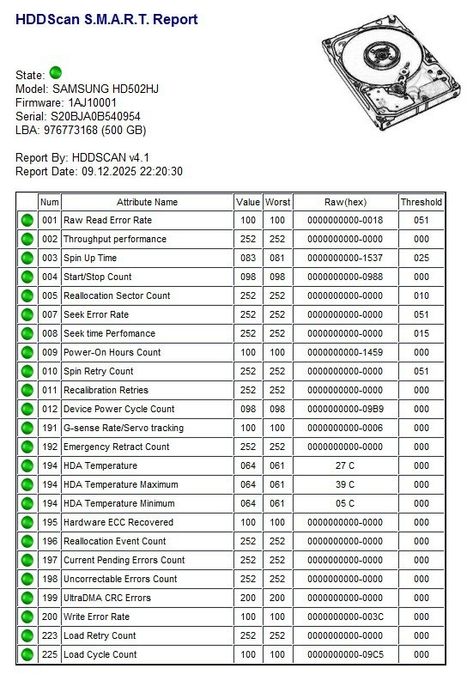 HDD Samsung 500GB Health 100%