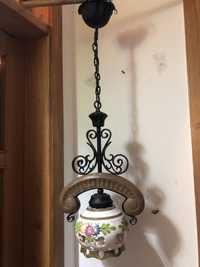 Candelabru,lustra,lampa de tavan rustica germana,ceramica emailata