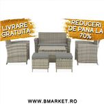 Set mobilier gradina/terasa 2 fotolii + canapea + 2 taburete si masa