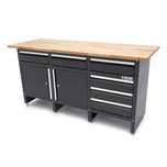Dulap de scule profesional cu banc de lucru ﻿blat lemn masiv 171cm 2 u