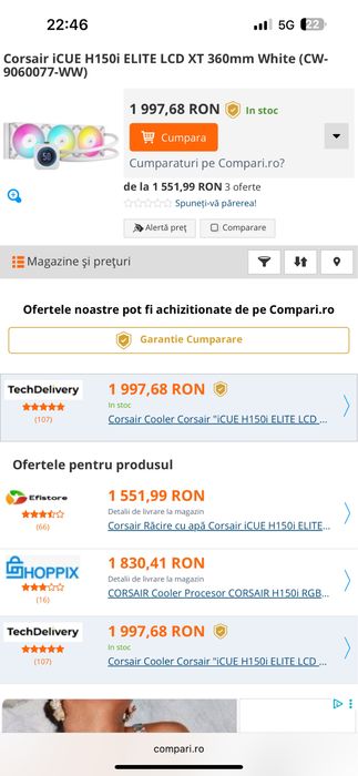 Cooler procesor Corsair iCUE H150i ELITE LCD XT