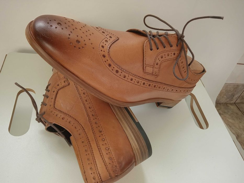 Pantofi derby wingtip premium Topmann 44 piele naturala moale