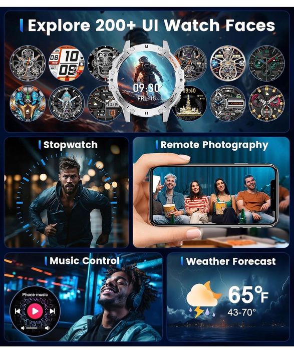 Foxbox LIGE Smartwatch Ceas barbati 1.43 inch argintiu