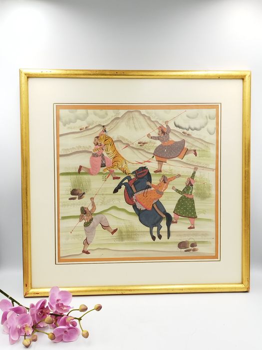 персийска миниатюра, изобразяваща ловна сцена, АНТИКВАРНА