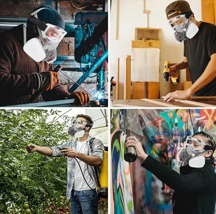 Строителна респираторна противопрахова маска с очила и филтри