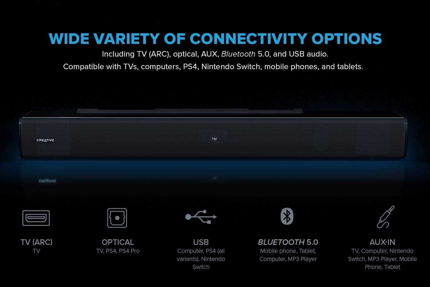 Creative Stage v2 Soundbar Система 2.1 + Subwoofer/160W