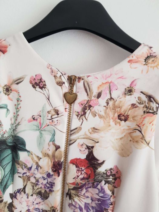 Рокля на флорални мотиви, XS + декопаж обувки (37 ) към нея