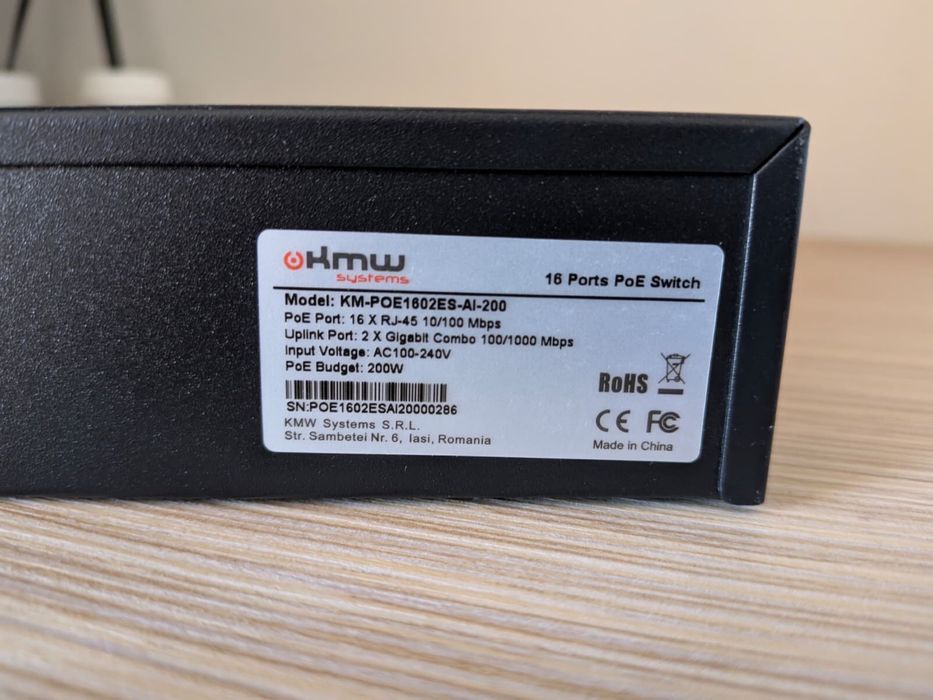 Switch PoE 16 + 2 (combo) porturi KM-PoE1602ES-AI-200