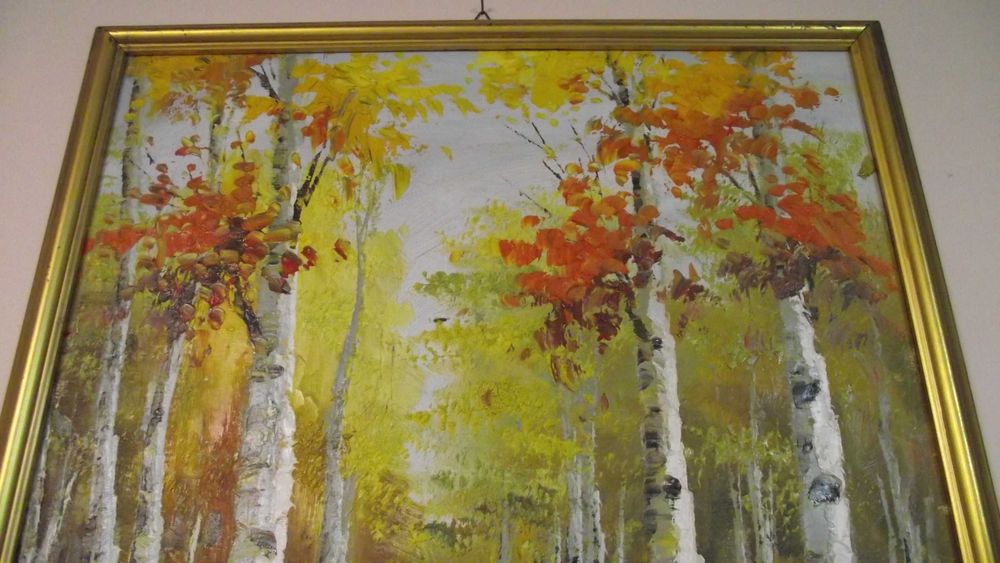 СТАРА картина - / Пейзаж - Брези /- масло - Супер -