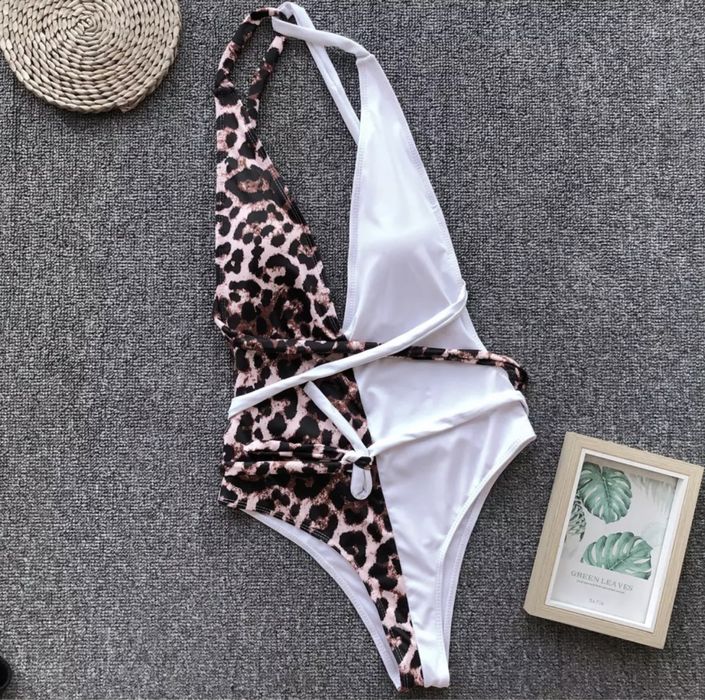 Costum baie C13 (Daira-Shop.ro) intreg Leopard bretele PushUp Reglabil