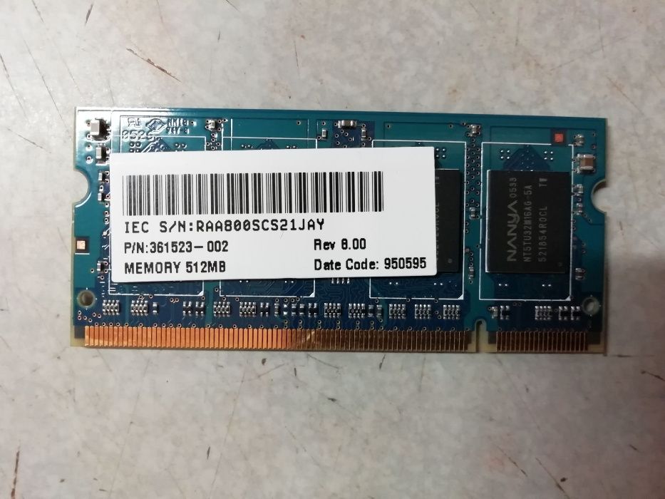 Продавам RAM памет DDR2 512MB, за лаптоп, Nanya PC2-3200S