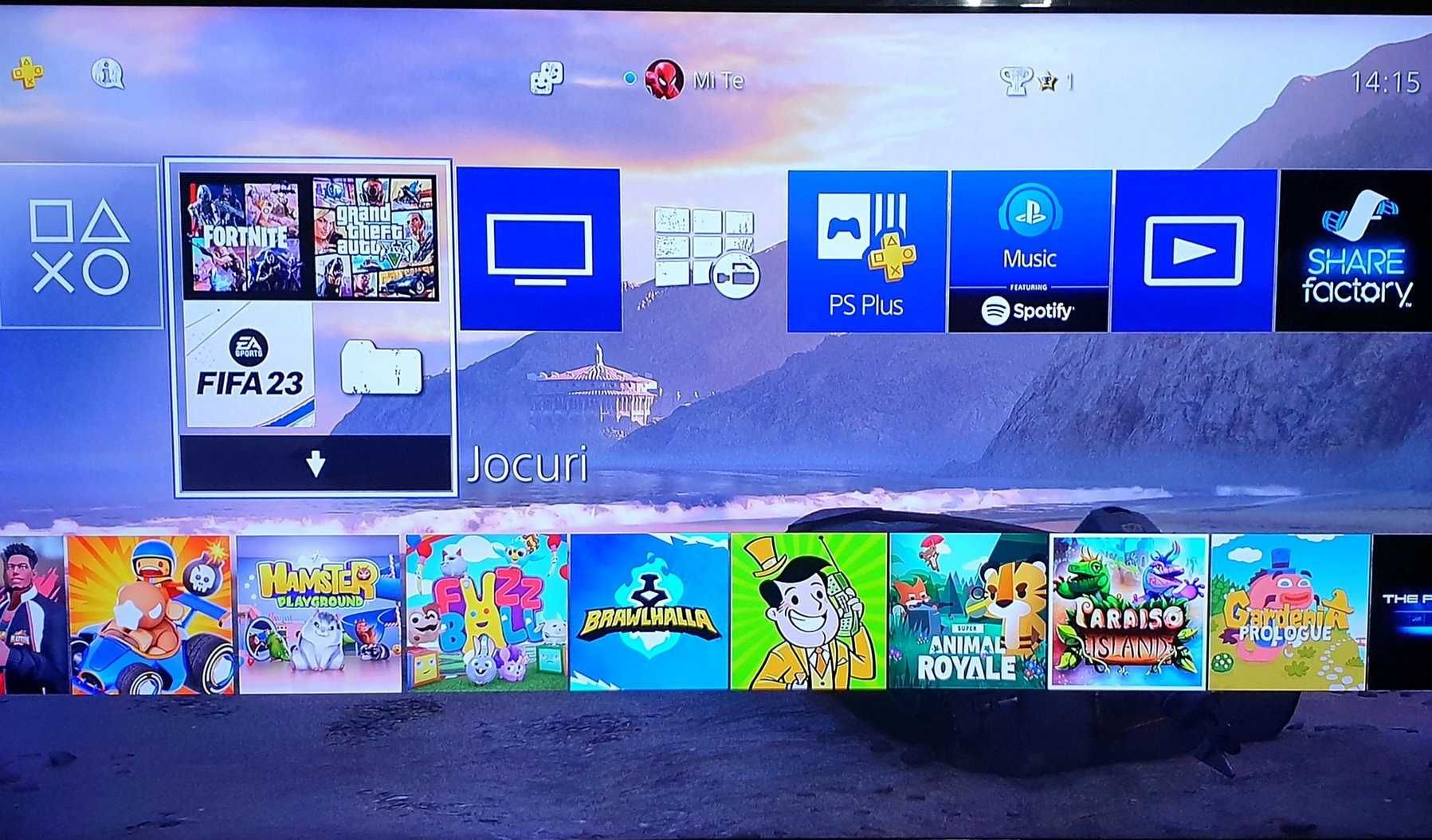 85 jocuri + PS4 SLIM, Fortnite, GTA V, Fifa 23, Mortal K 11 + 2 Manete