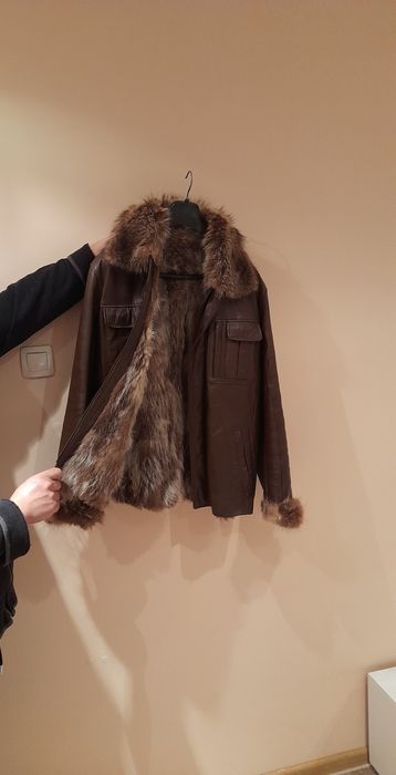 Мъжко кожено яке от естествена кожа и косъм