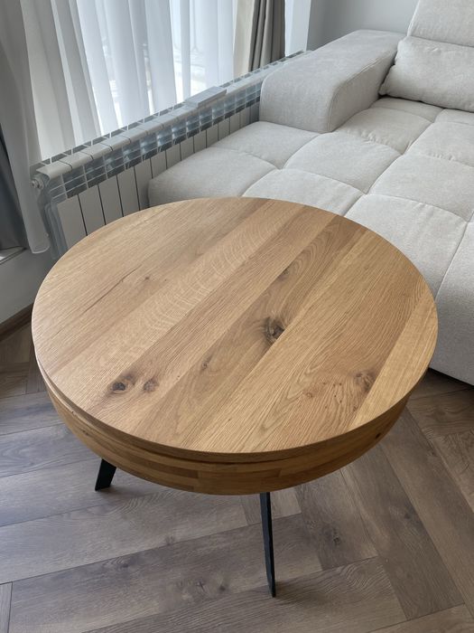 Масивна Дървена кръгла маса с въртящ механизъм