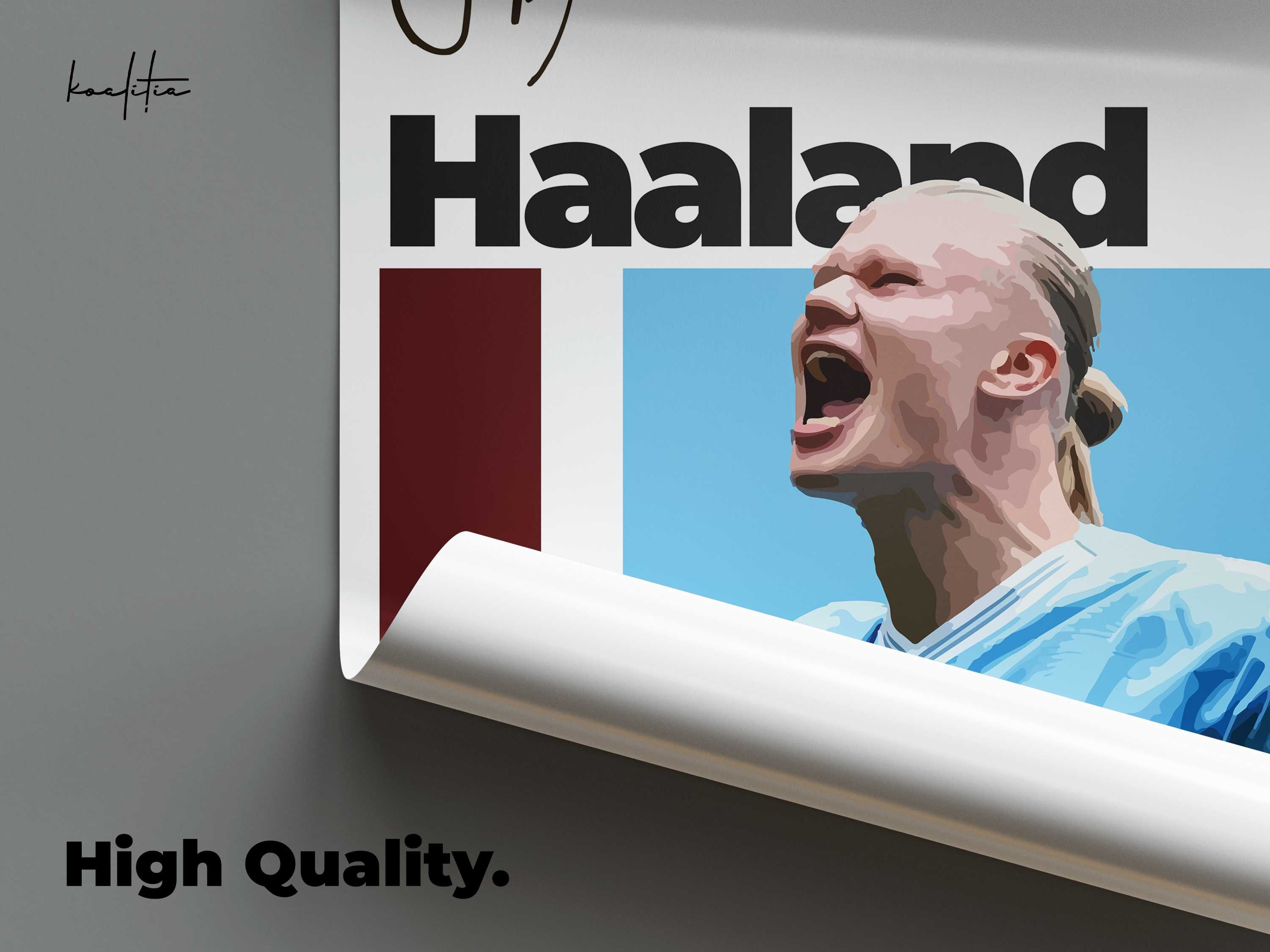 Poster ilustratie Erling Haaland, Manchester City. Cadou pentru fani.