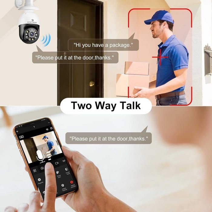 SYMYNELEC Cameră video securitate cu bec 5GHz/2.4GHz 2.5K,5G,WiFi 2buc