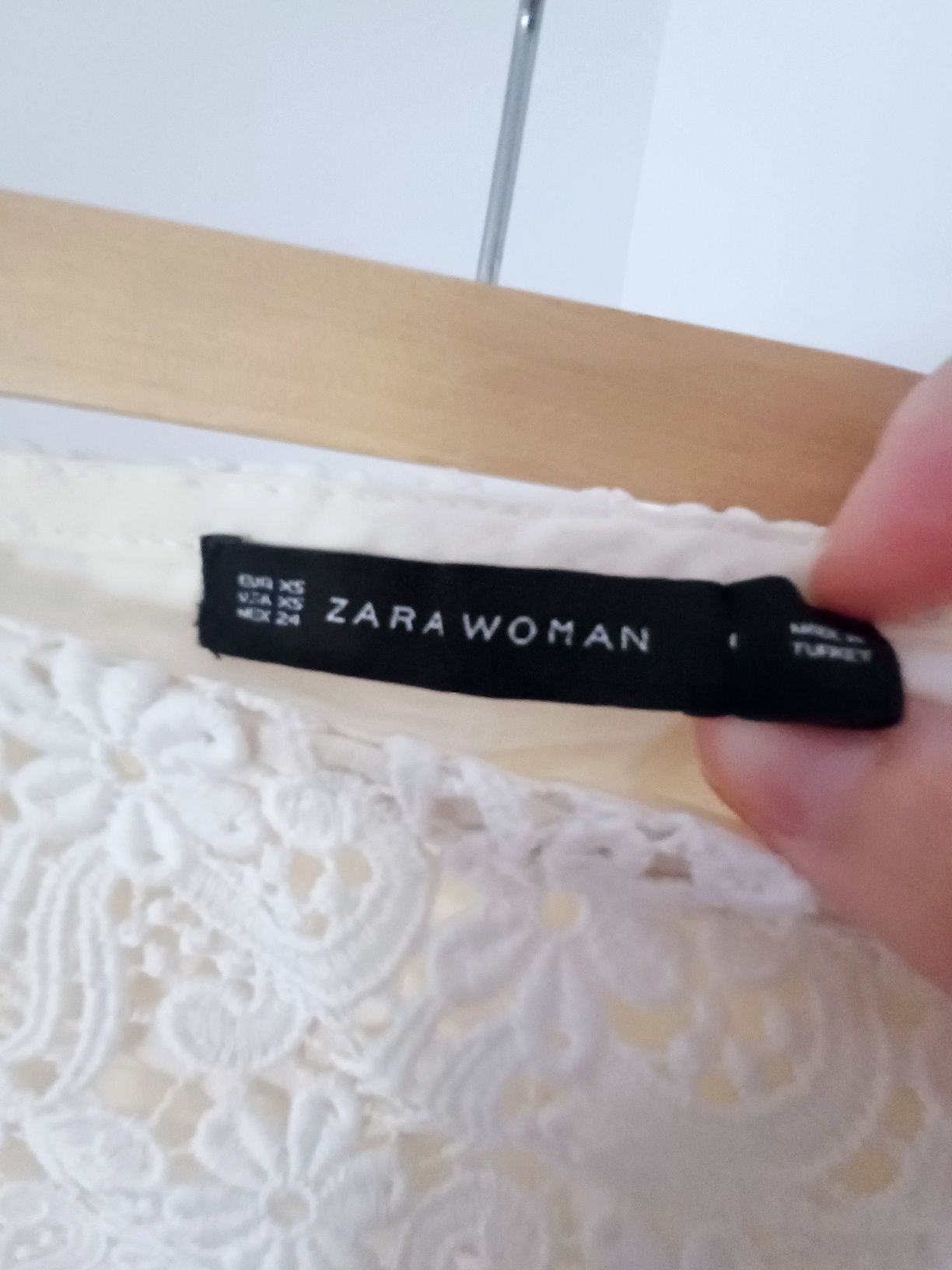 Fustă ZARA dantelă albă premium s