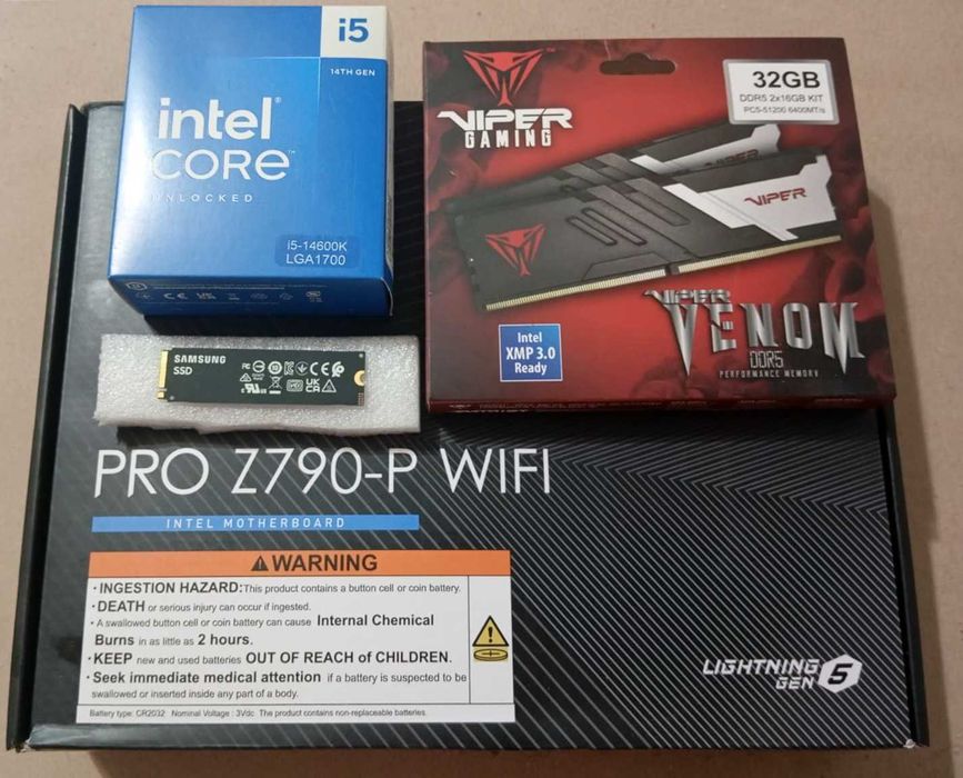 Kit i5 14600k+Z790+DDR5+1TB SSD Bijuterie Pentru Gaming Nou Sigilat