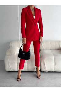 Дамски костюм с панталон и сако, Vitalite, червен (S-M-L-XL-2XL-3XL)
