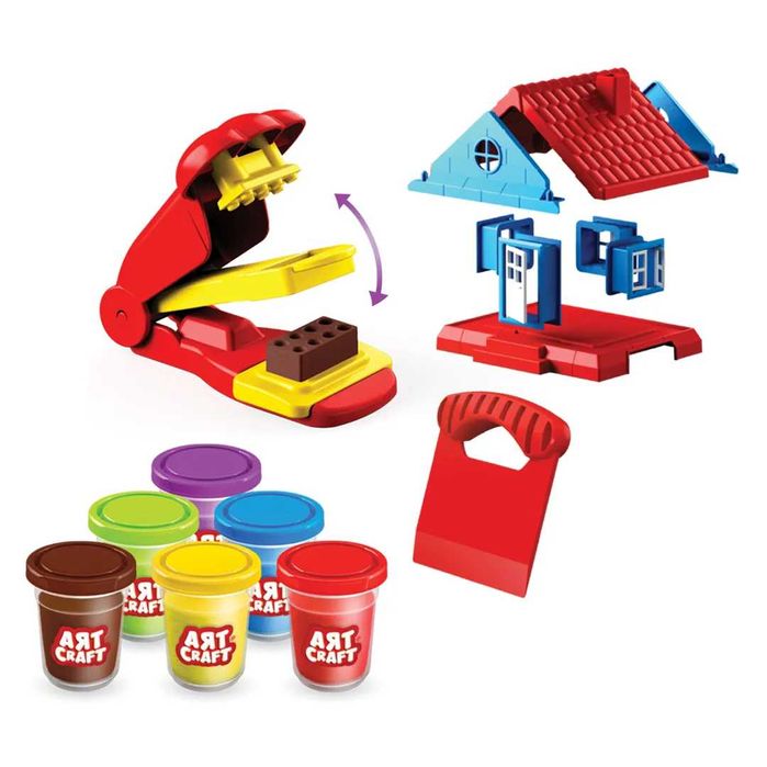 Комплект пластелин със сглобяема къщичка и преса за тухли моделин DEDE