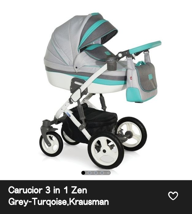 Vând Cărucior 3 în 1 Zen Grey-Turqoise, Krausman