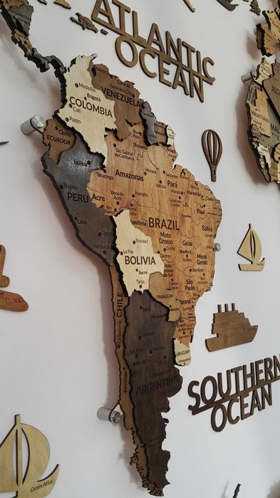 3D Yog‘och Dunyo Xaritalari, 3d karta mira, 3д карта мира