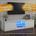 OFERTA Comodă TV cu lumini LED Alb 140x40x35 cm Suport TV & Masă TV
