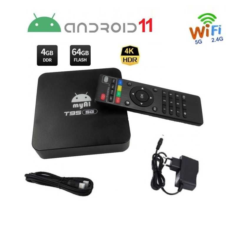 Android 11 TV Box 4K UHD Quad Core 4gb рам 64gb ром за IP телевизия