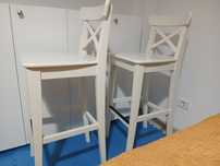 2 scaune bar cu spătar, alb, 74 cm
