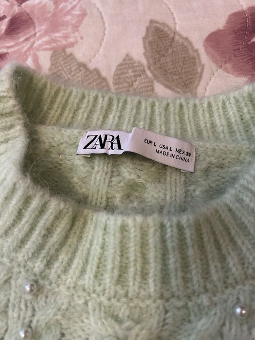 Bluza Zara, mint, perlata, lana, marimea L