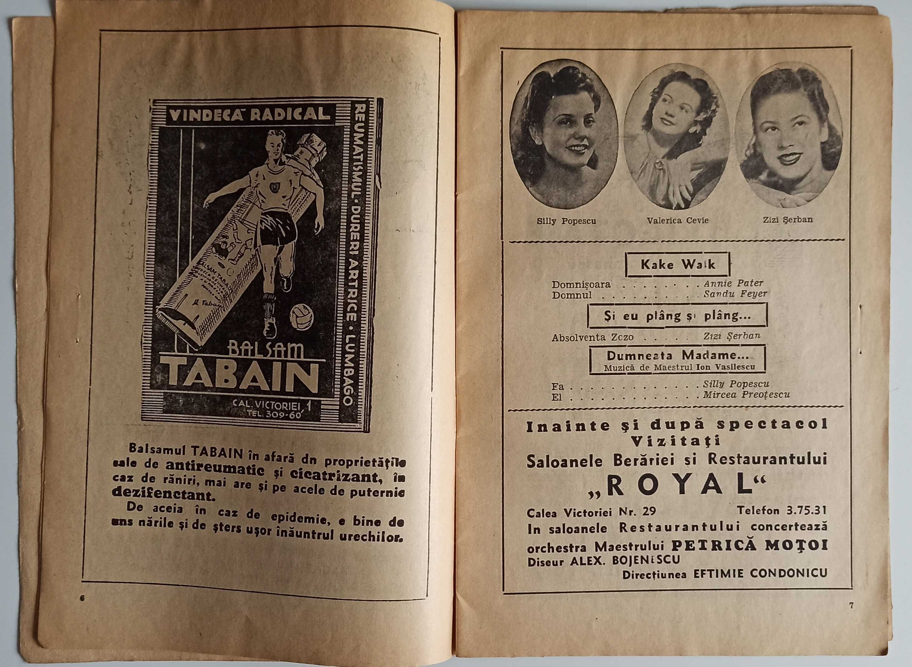 Revista program Teatrul Cărăbuș, Constantin Tănase anii 1930