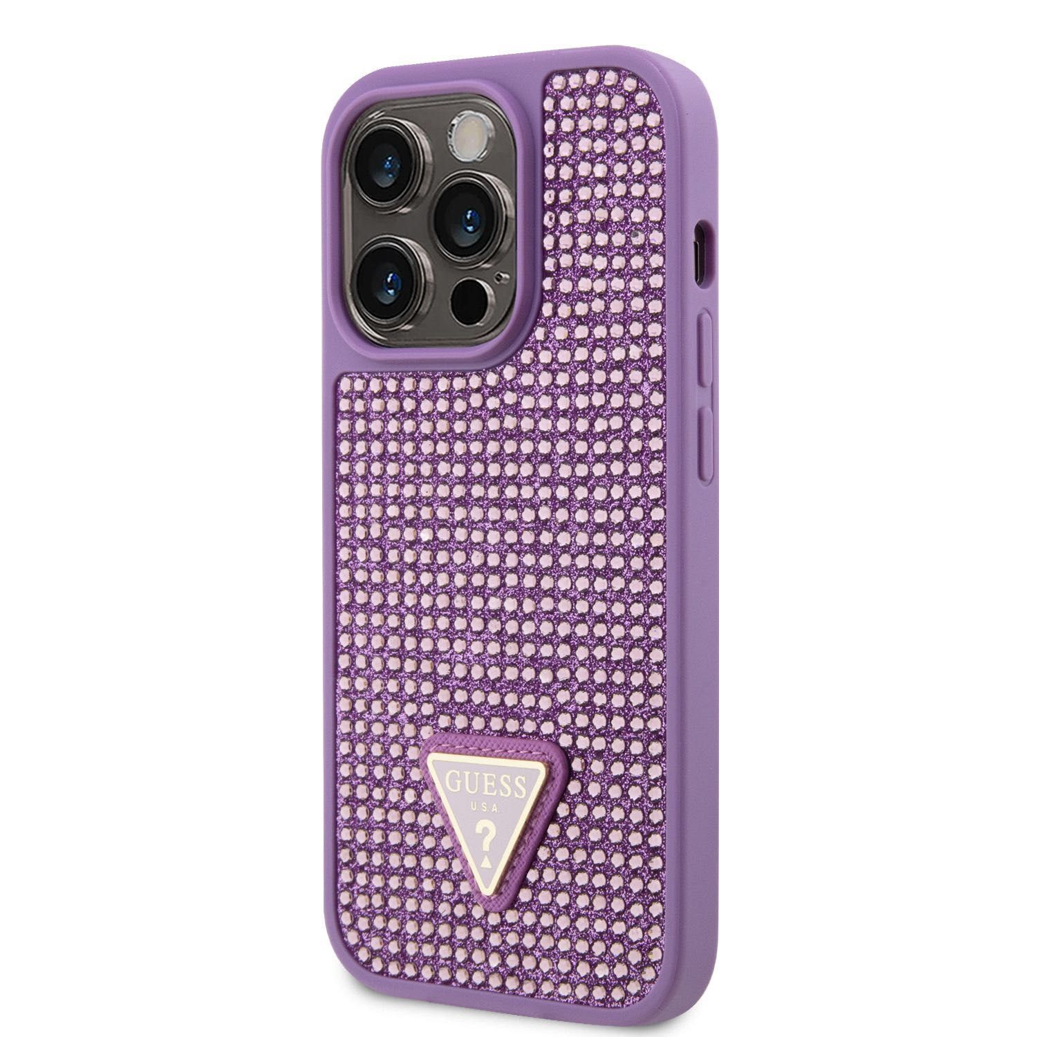 Калъф Guess за Apple iPhone 15 Pro Max Rhinestones Triangle Metal Logo