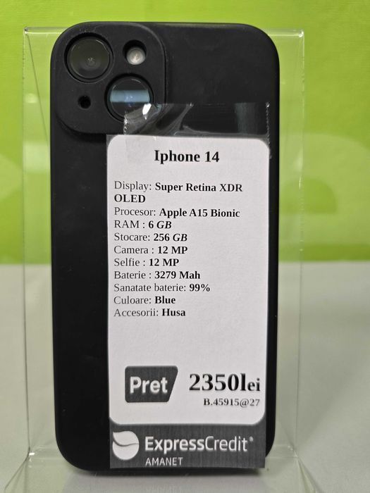 Iphone 14 256GB bateria 99% (Gara 2 AG27 b45915)-Garantie 2 ani!