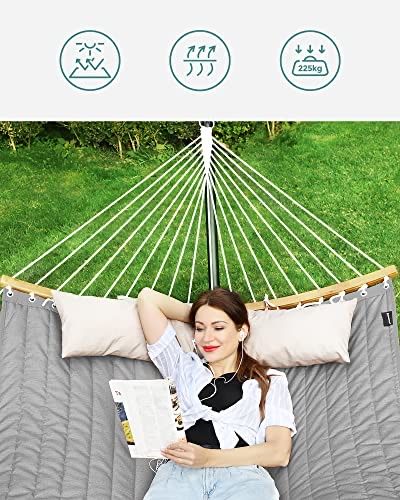 Двоен хамак с подвижни извити бамбукови пръти с възглавница