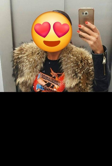 Продавам късо яке естествена кожа и яка от ракун