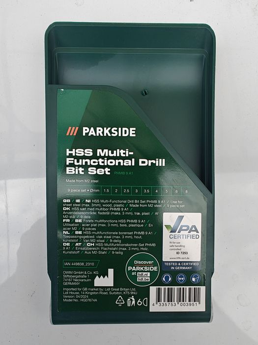 Set 9 burghie Parkside PHMB 9 A1 METAL plastic  trusa găurit