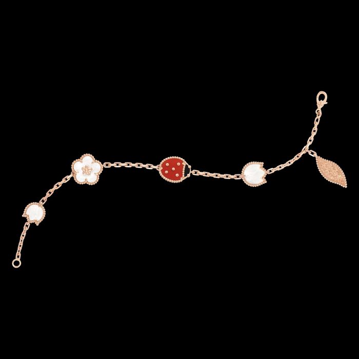 Van Cleef & Arpels VCA Rose Gold 5 Motifs Lucky Spring Дамска Гривна