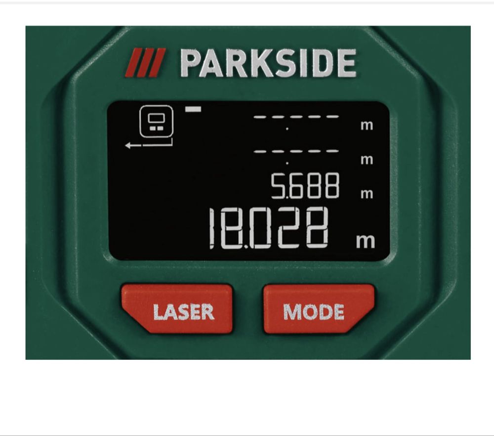 Безжичен 50-метров лазерен дистанционен уред Parkside с ролетка