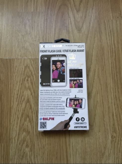 Husa protectie/selfie LED iPhone 6 6s negru cu alb