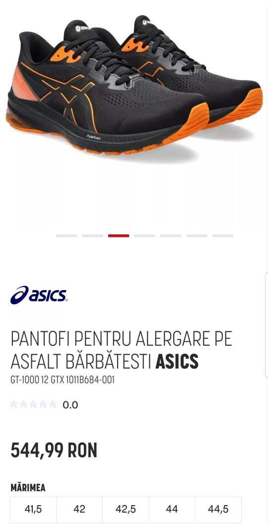 Pantofi alergare ASICS Gt 1000 12 Gore - Tex, adidași nr 41, 5 EU