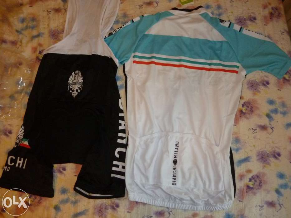 echipament ciclism bianchi set pantaloni tricou jersey bib