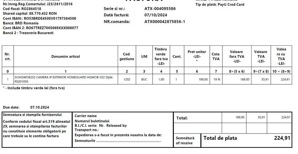 Camera IP Wireless HOMEGUARD - 1 An Garantie Altex