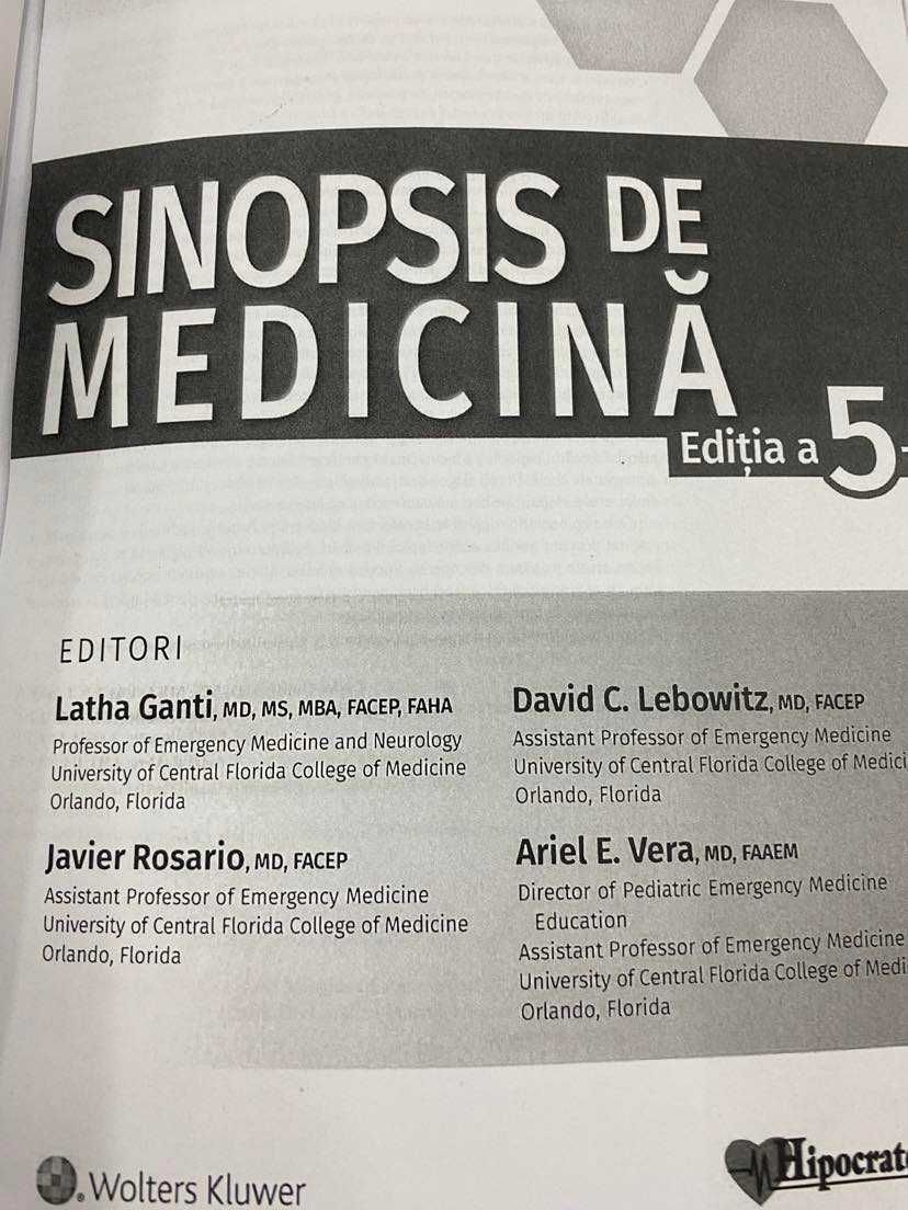 Sinopsis de medicina, ed. a 5-a ed. Latha Ganti, ed. Hipocrate 2021