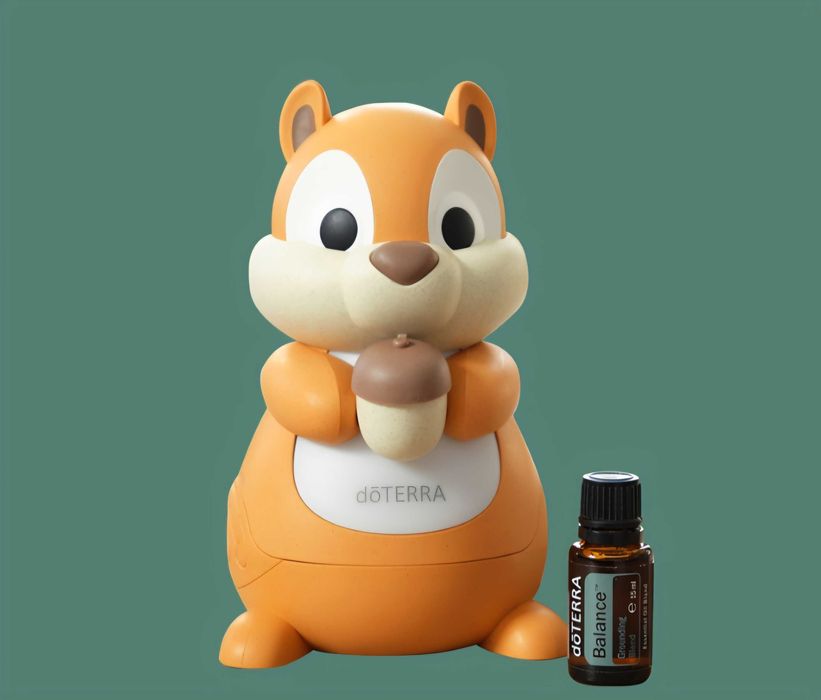 Difuzor doterra veverita + ulei balance sau menta 15ml
