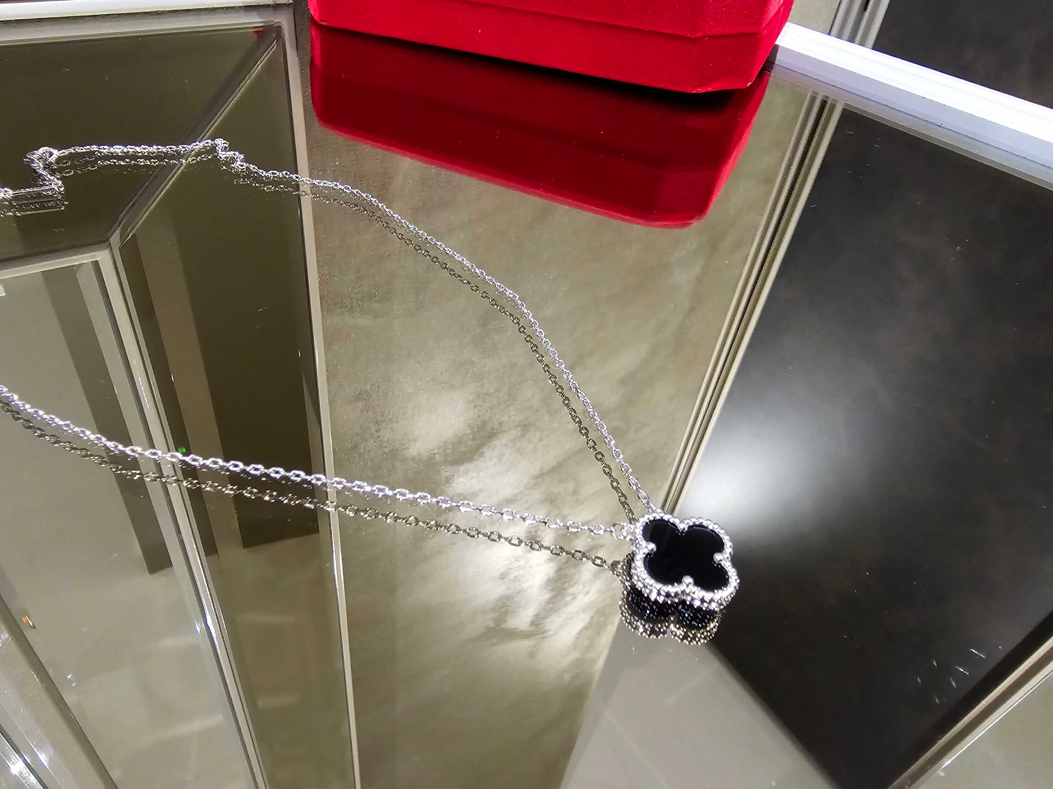 Van Cleef & Arpels VCA Silver Black Onyx Alhambra Дамско Колие