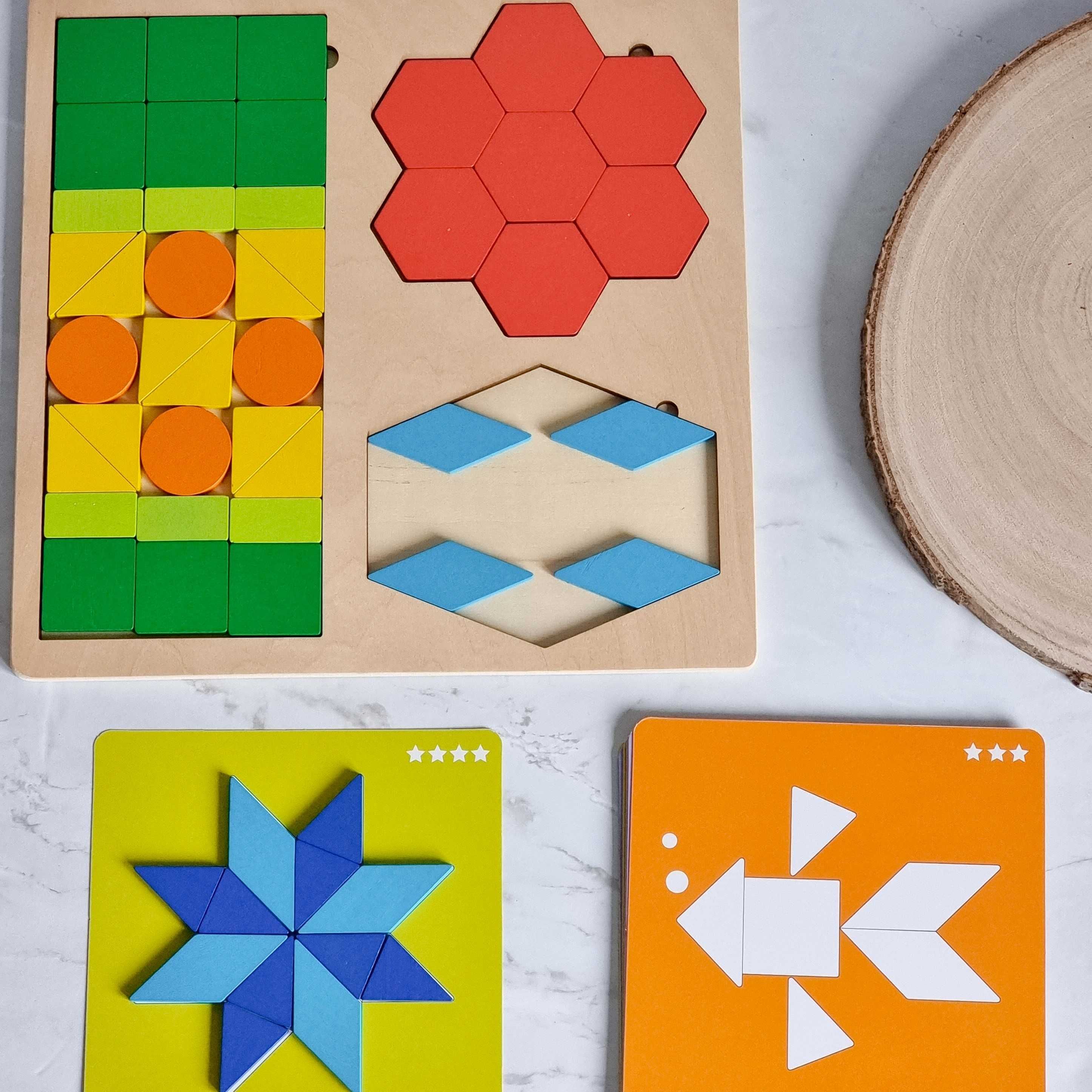 Joc educativ din lemn Forme geometrice + Carduri activitati