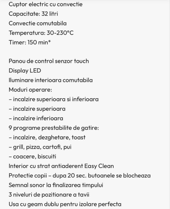 Cuptor Electric cu conventie Caso