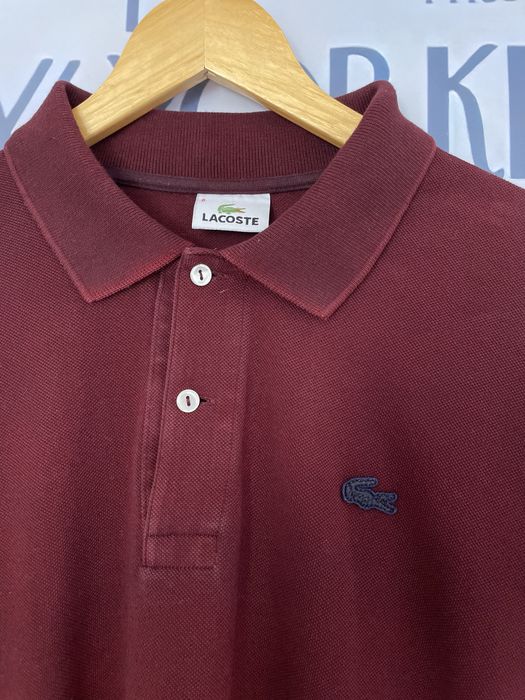 Lacoste Classic Fit Burgundy Polo Neck Men's Long Sleeve T-shirt