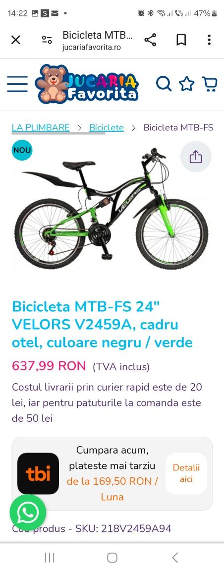 Bicicleta , biciclete de vanzare de marimi si modele diferite