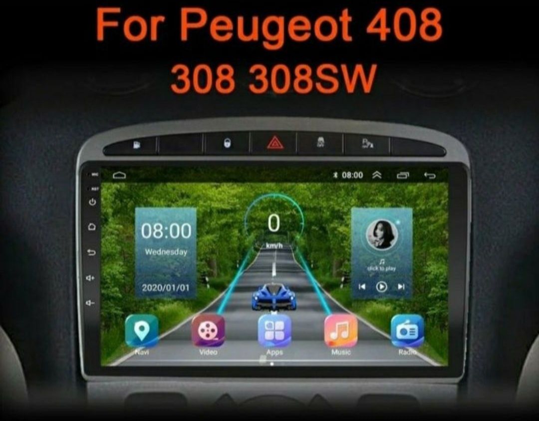 Мултимедия android Пежо 2 Din Peugeot 308 308SW 408 навигация андроид